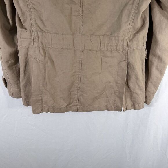 H.E. by Mango Linen Blend Jacket Women's Small Beige Button Up Front Pockets - Picture 8 of 9